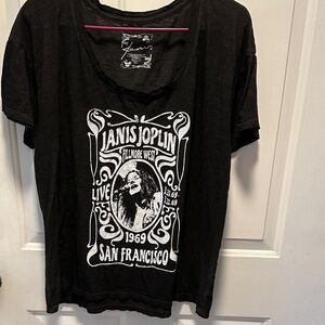 NWOT Black Janis Joplin Oversized Graphic T-Shirt